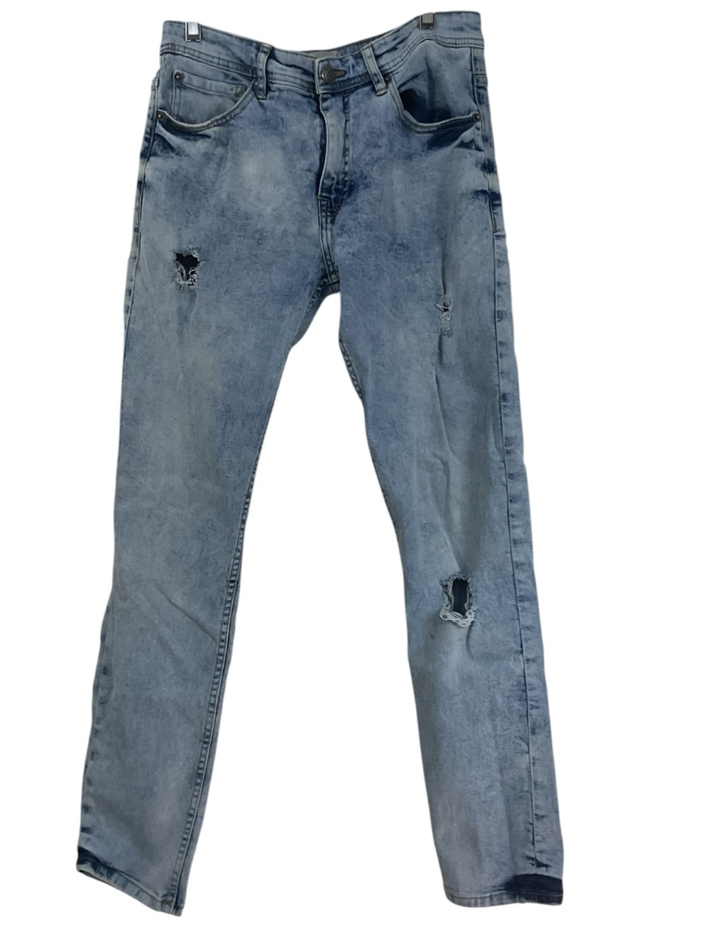 AKADEMIKS Jeanius Men’s Distressed Jeans 32x30 Acid Wash Straight Leg Denim Y2K